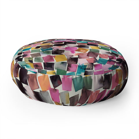 Ninola Design Watercolor plaids Pink Floor Pillow Round