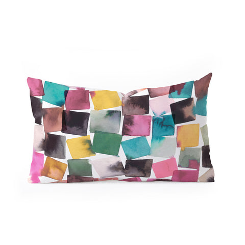 Ninola Design Watercolor plaids Pink Oblong Throw Pillow