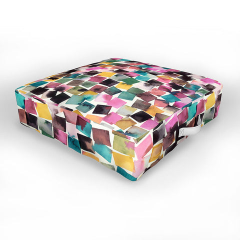 Ninola Design Watercolor plaids Pink Outdoor Floor Cushion