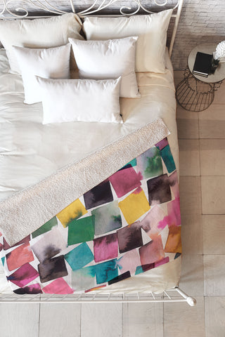 Ninola Design Watercolor plaids Pink Fleece Throw Blanket