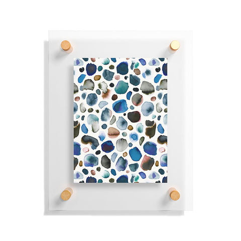 Ninola Design Watercolor Stains Blue Gold Floating Acrylic Print