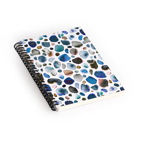 Ninola Design Watercolor Stains Blue Gold Spiral Notebook