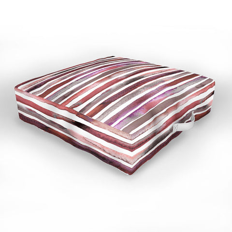 Ninola Design Watercolor stripes pink Outdoor Floor Cushion