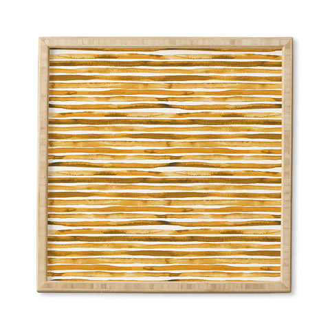 Ninola Design Watercolor stripes sunny gold Framed Wall Art