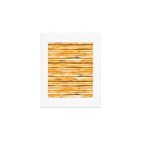 Ninola Design Watercolor stripes sunny gold Art Print