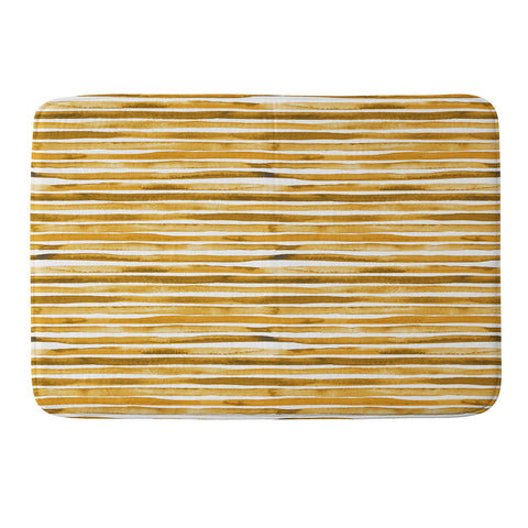 Ninola Design Watercolor stripes sunny gold Memory Foam Bath Mat