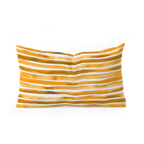 Ninola Design Watercolor stripes sunny gold Oblong Throw Pillow