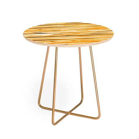 Ninola Design Watercolor stripes sunny gold Round Side Table