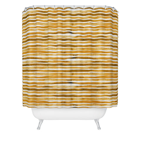 Ninola Design Watercolor stripes sunny gold Shower Curtain