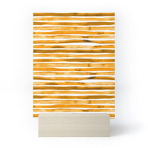 Ninola Design Watercolor stripes sunny gold Mini Art Print