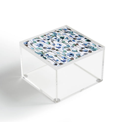 Ninola Design Watery Abstract Flowers Blue Acrylic Box