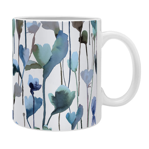 Ninola Design Watery Abstract Flowers Blue Coffee Mug