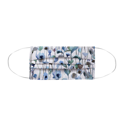 Ninola Design Watery Abstract Flowers Blue Face Mask