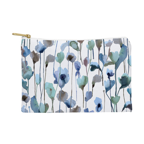 Ninola Design Watery Abstract Flowers Blue Pouch