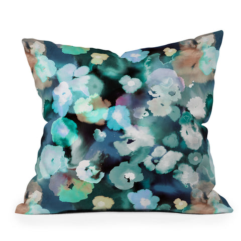 Ninola Design Watery coastal flowers Throw Pillow