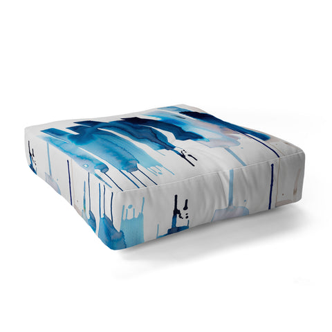 Ninola Design Watery stripes Blue Floor Pillow Square