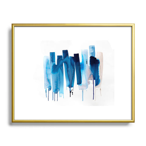 Ninola Design Watery stripes Blue Metal Framed Art Print
