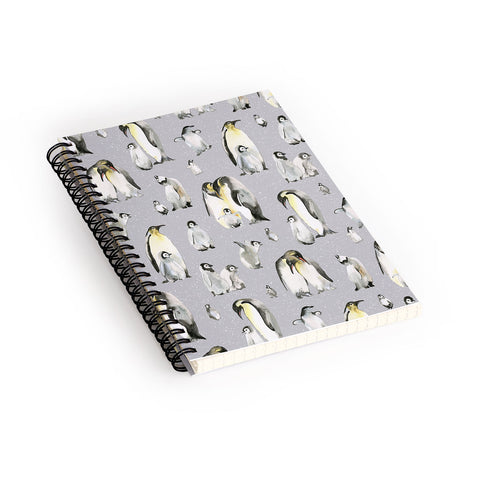 Ninola Design Winter Cute Penguins Gray Spiral Notebook