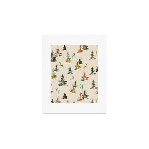 Ninola Design Winter deers forest Beige Art Print