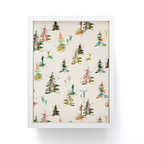 Ninola Design Winter deers forest Beige Framed Mini Art Print