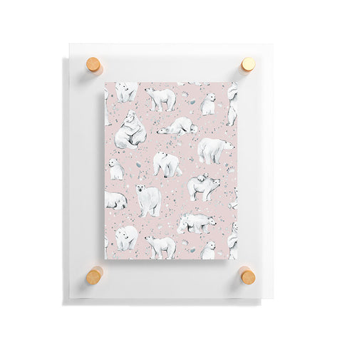 Ninola Design Winter Polar Bears Pink Floating Acrylic Print