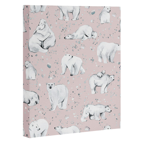 Ninola Design Winter Polar Bears Pink Art Canvas