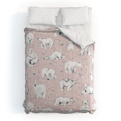 Ninola Design Winter Polar Bears Pink Comforter