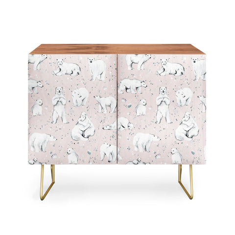 Ninola Design Winter Polar Bears Pink Credenza