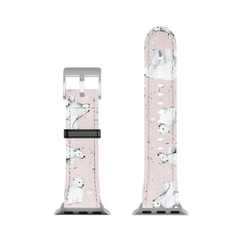 Ninola Design Winter Polar Bears Pink Apple Watch Band