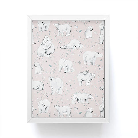 Ninola Design Winter Polar Bears Pink Framed Mini Art Print