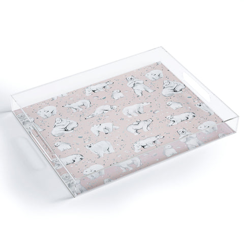 Ninola Design Winter Polar Bears Pink Acrylic Tray