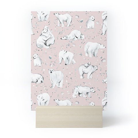 Ninola Design Winter Polar Bears Pink Mini Art Print