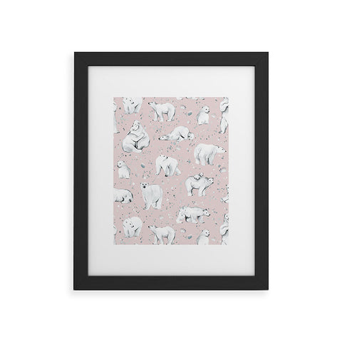 Ninola Design Winter Polar Bears Pink Framed Art Print
