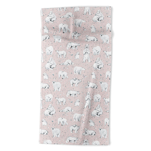 Ninola Design Winter Polar Bears Pink Beach Towel