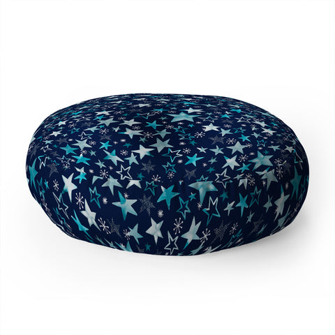 Ninola Design Winter stars classic navy Floor Pillow Round