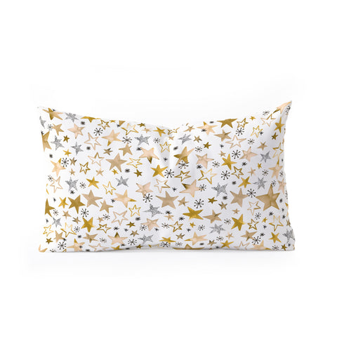Ninola Design Winter stars holiday gold Oblong Throw Pillow