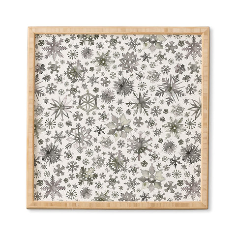 Ninola Design Winter Stars Snowflakes Gray Framed Wall Art