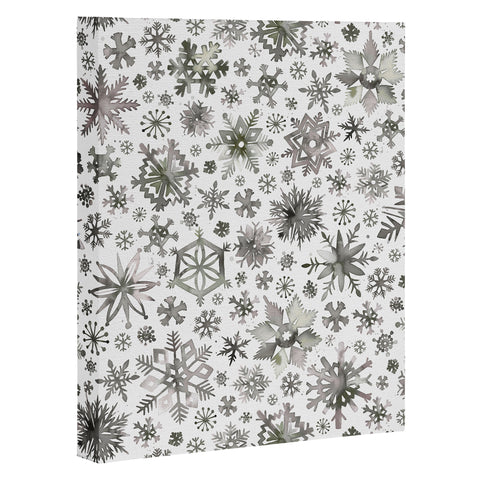 Ninola Design Winter Stars Snowflakes Gray Art Canvas