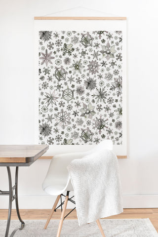 Ninola Design Winter Stars Snowflakes Gray Art Print And Hanger