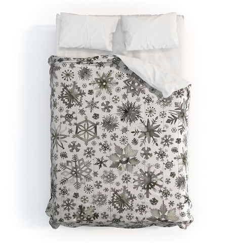 Ninola Design Winter Stars Snowflakes Gray Comforter