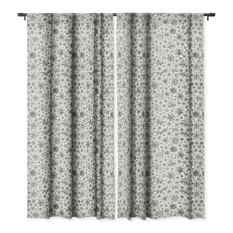 Ninola Design Winter Stars Snowflakes Gray Blackout Window Curtain