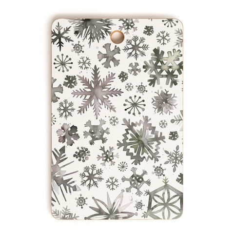 Ninola Design Winter Stars Snowflakes Gray Cutting Board Rectangle