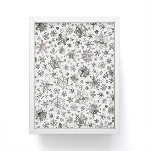 Ninola Design Winter Stars Snowflakes Gray Framed Mini Art Print