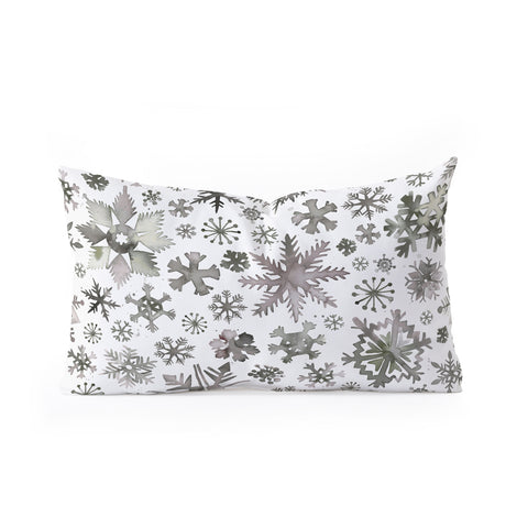 Ninola Design Winter Stars Snowflakes Gray Oblong Throw Pillow