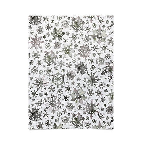 Ninola Design Winter Stars Snowflakes Gray Poster