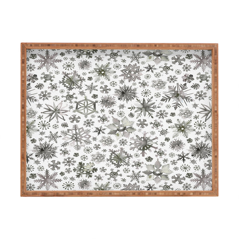 Ninola Design Winter Stars Snowflakes Gray Rectangular Tray