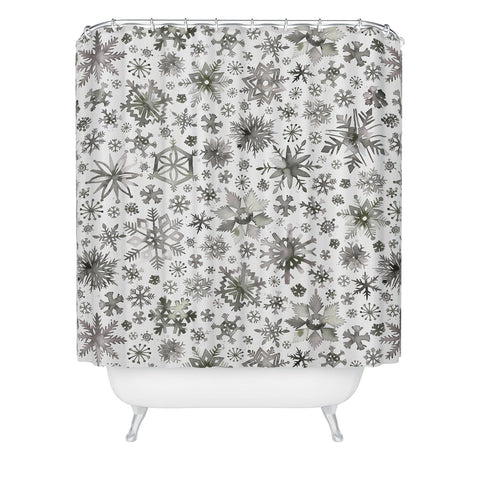 Ninola Design Winter Stars Snowflakes Gray Shower Curtain