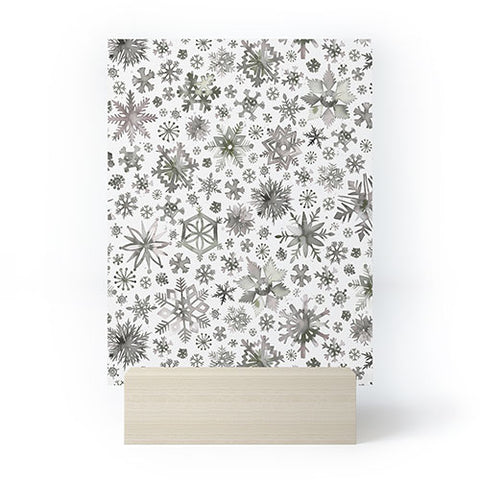 Ninola Design Winter Stars Snowflakes Gray Mini Art Print