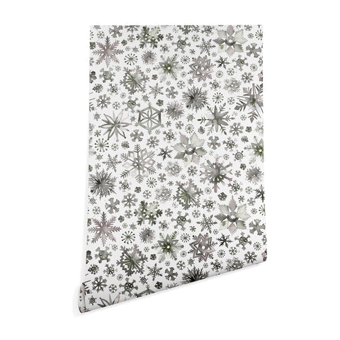 Ninola Design Winter Stars Snowflakes Gray Wallpaper
