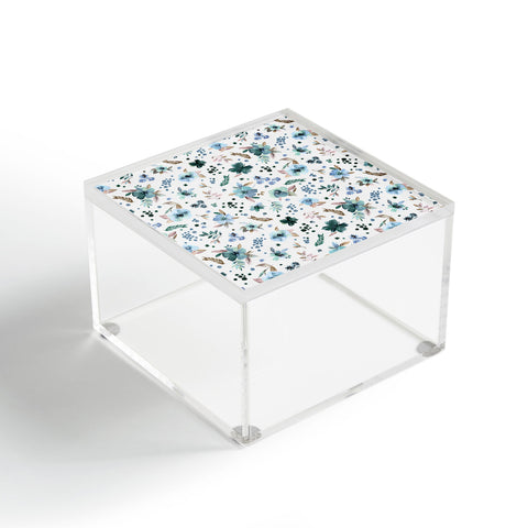 Ninola Design Wintery Floral Calm Sky Blue Acrylic Box